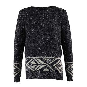 Marled Patterned Long Sweater